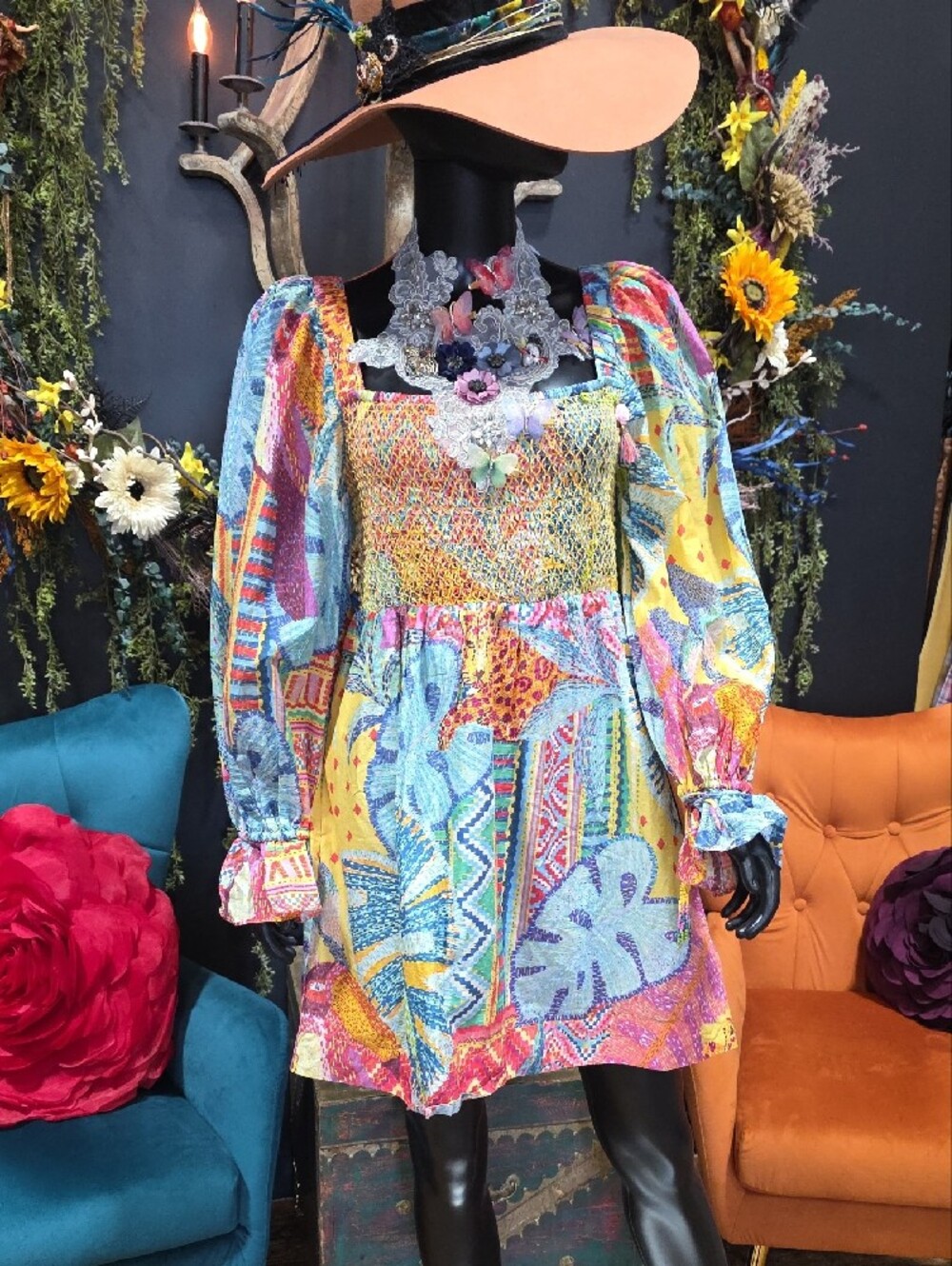 FARM Rio Multicolor Floral & Geometric Midi Dress - Picture 2 of 12